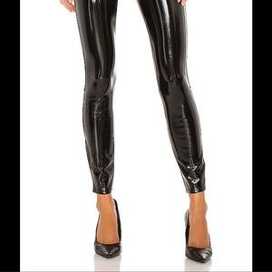 Spanx black patent leather leggings nwt petite small